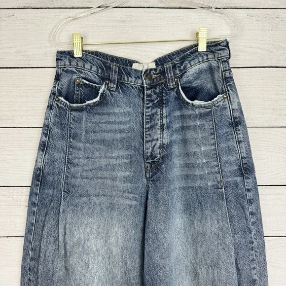 Free People Old West Slouchy Jeans Wide Leg Blue Denim Hi Rise We The Free Sz 27 - Picture 3 of 10
